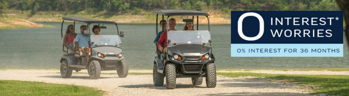 0% financing now available on new EZGO golf carts.